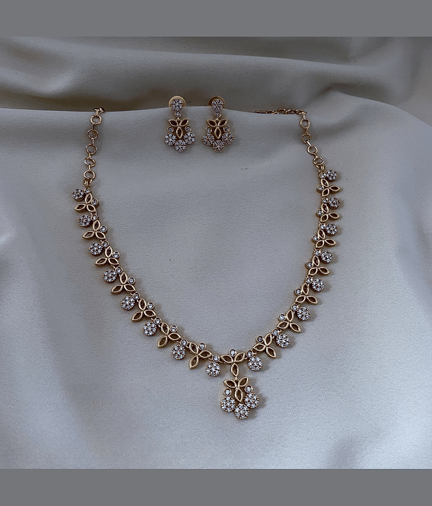 ROFARWORD Gold Brass Necklace Set ( Pack of 1 ) view 2