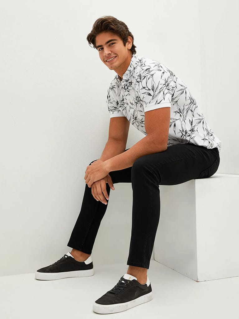 Cotton Printed F/S Shirt (black and white) view 2