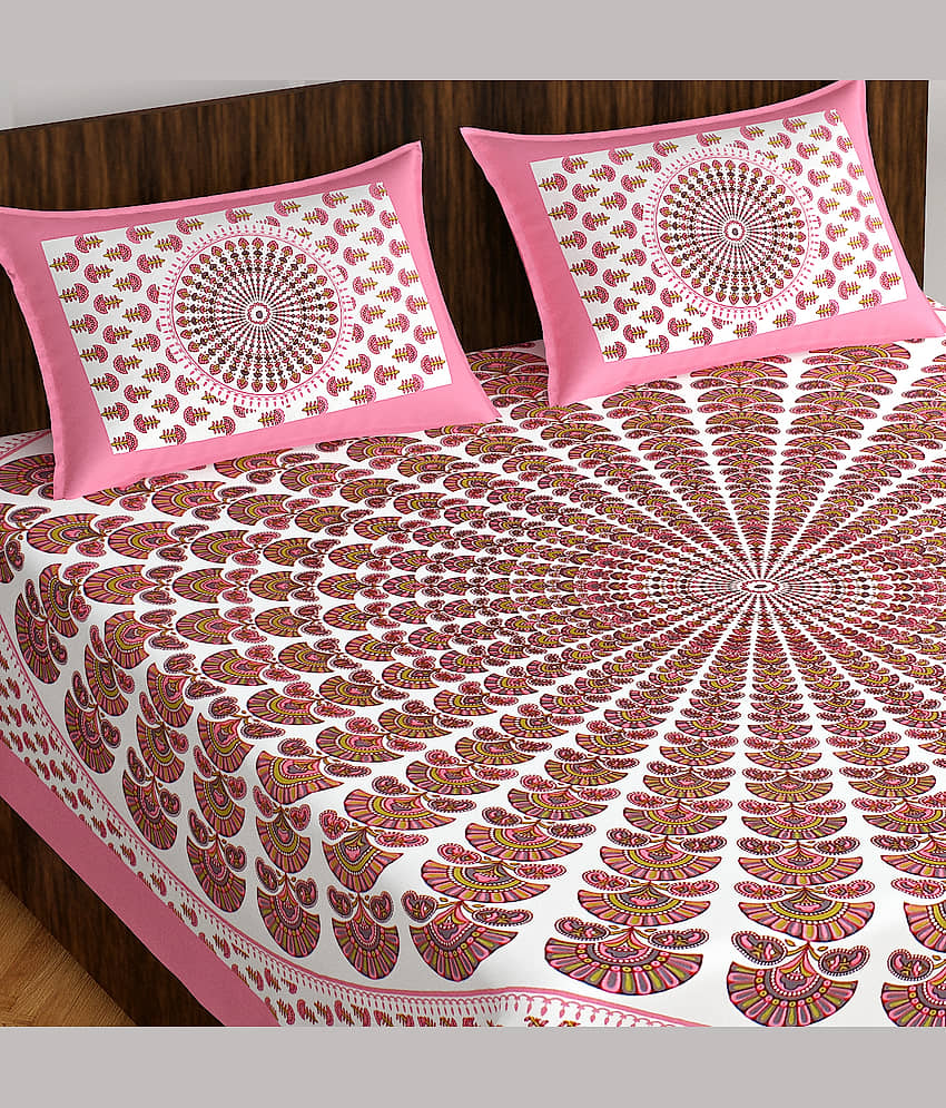 Cosito Cotton 1 Double Bedsheet with 2 Pillow Covers ( Multicolor ) view 2