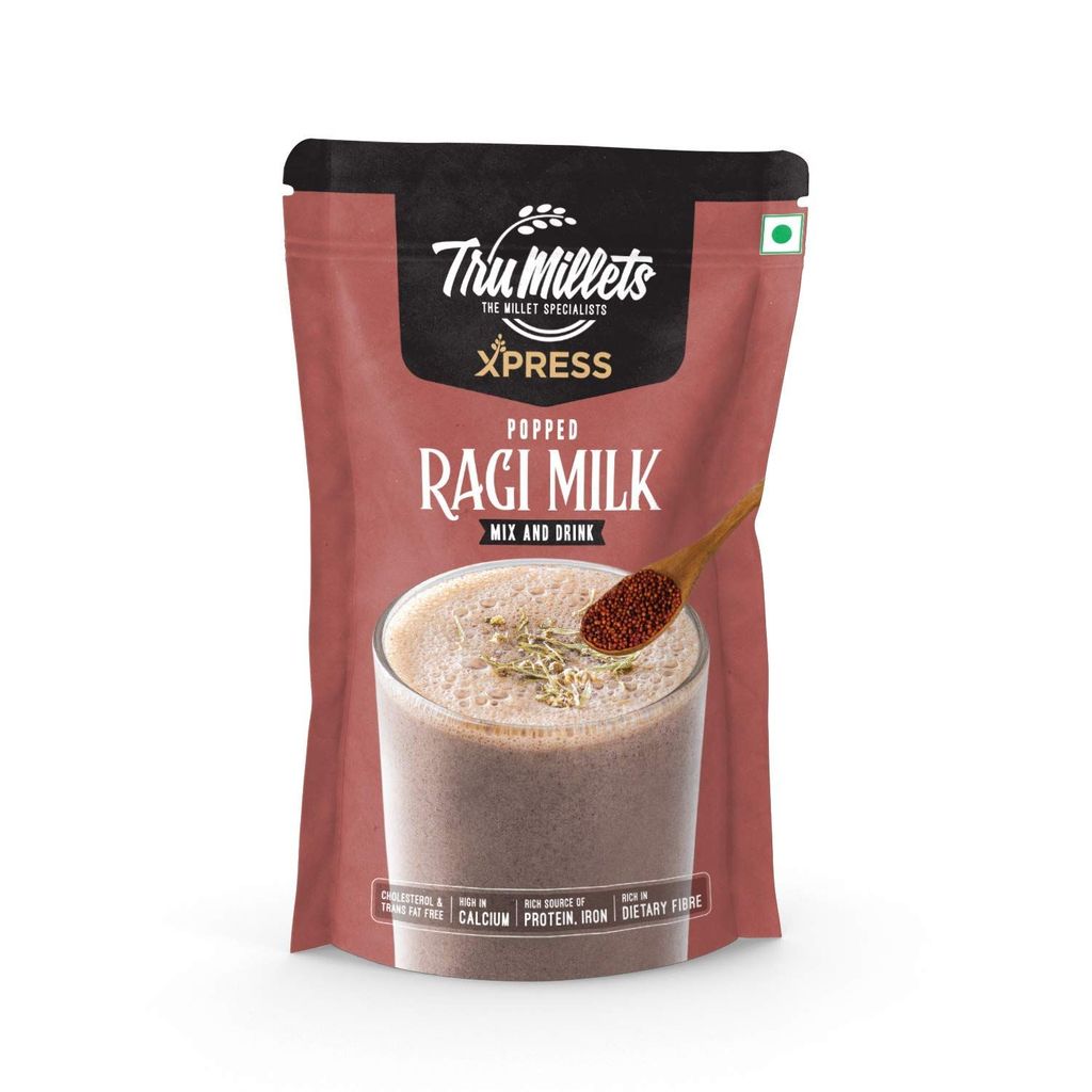 Trumillets Xpress - Healthy Millet Drink - Instant Mix | Nutrition for Adults (both Men and Women) and Kids- Health,Strength and energy| No Preservatives| Popped Ragi Milk -200g (Pack of 3) view 2