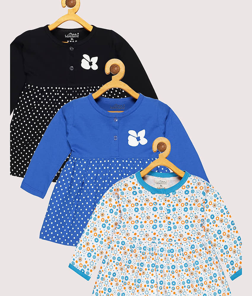 Babeezworld Pack of 3 Baby Girls Cotton Frock ( Multi ) view 2