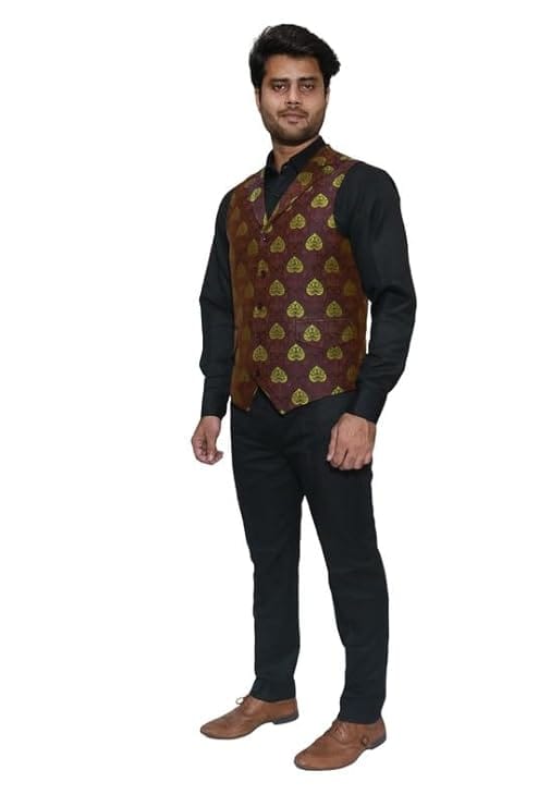Adam In Style - Luxe Jacquard Nehru Vest Coat/Party/Engagement Wear/Polyester Fabric/Size XS To XXXL view 2