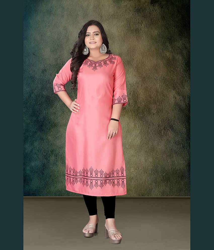 Hetsa Women Rayon Printed A-line Kurti ( Multicolor ) view 2