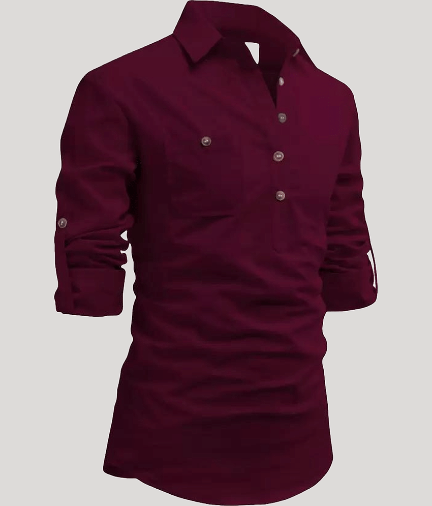 Life Roads Beige Cotton Men's Shirt Style Kurta ( Pack of 1 ) view 2