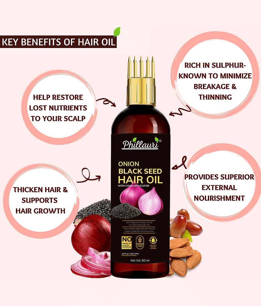 Phillauri Anti Hair Fall Onion Hair Oil (60 ML)+ Onion Shampoo (100 ML) for Hair Fall Control" (2 Items in the set) view 2