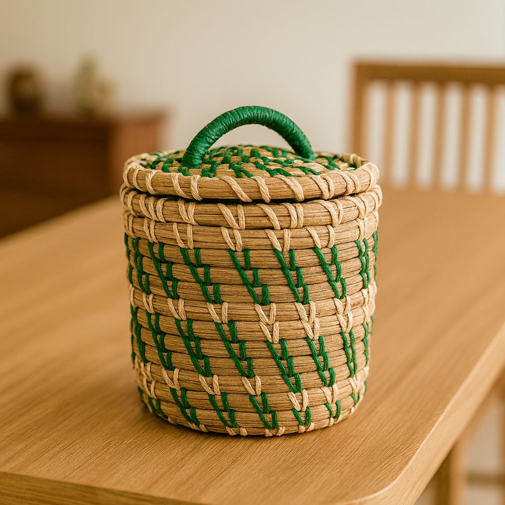 Double Color Weaved Sabai Basket view 2