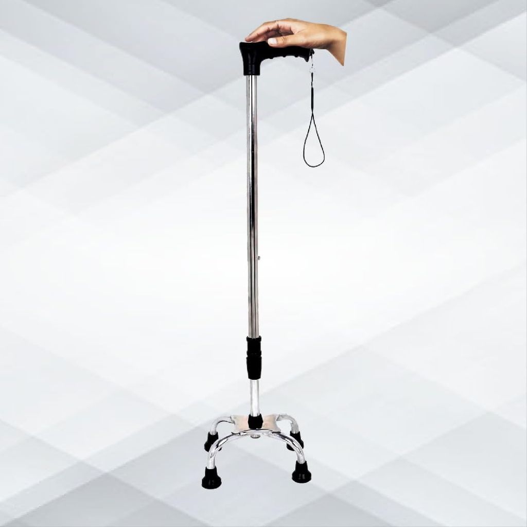 Four Leg Walking Stick for Old Age | Lightweight Walking Support with Adjustable Height | 4 Leg Walking Cane for Men/Women, Patients, Old People view 2