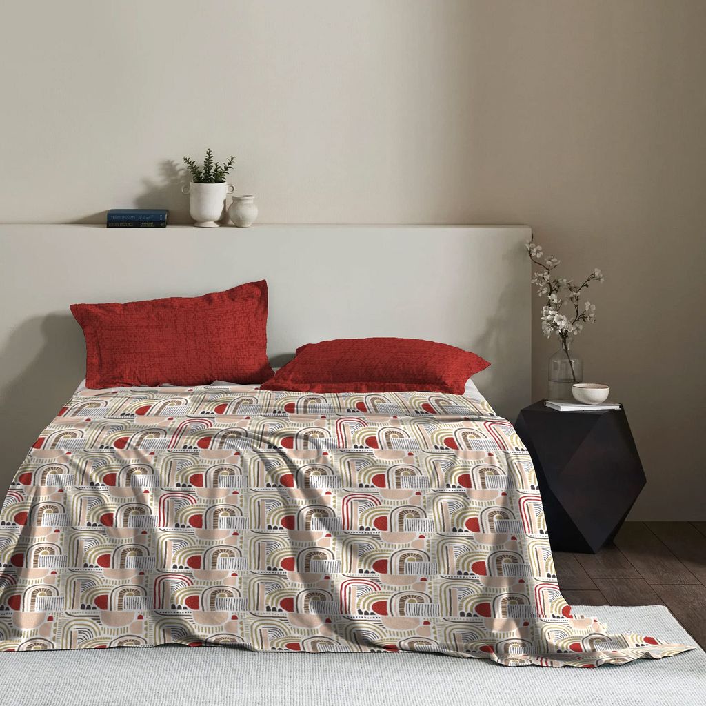 Trident Carnival Queen Bedsheet Set, 144 Thread Carnival Gifting Set, 100% Cotton, Superior Softness, Oeko-Tex Certified view 2