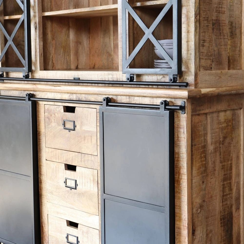 Industrial Range Crockery Cabinet Large 3 Drawer With Double Sliding Doors view 2