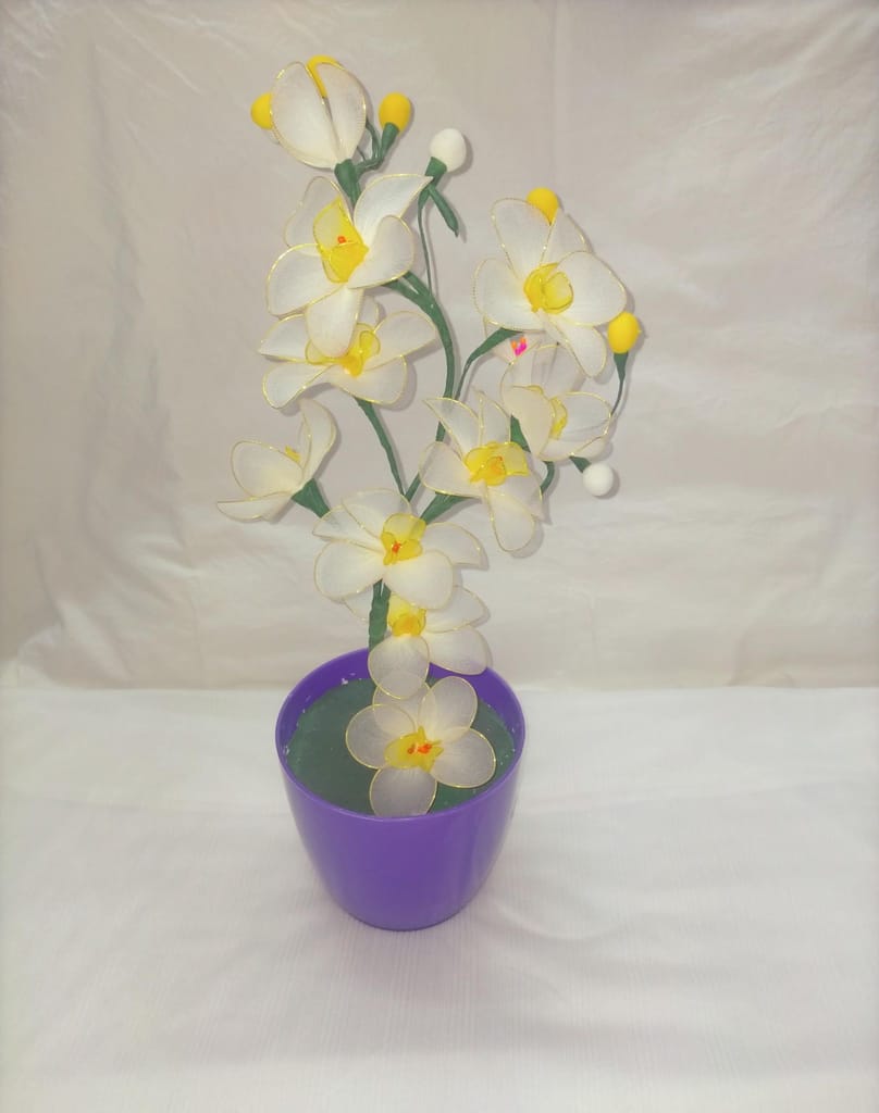 White Orchids Artificial Flower with Pot view 2