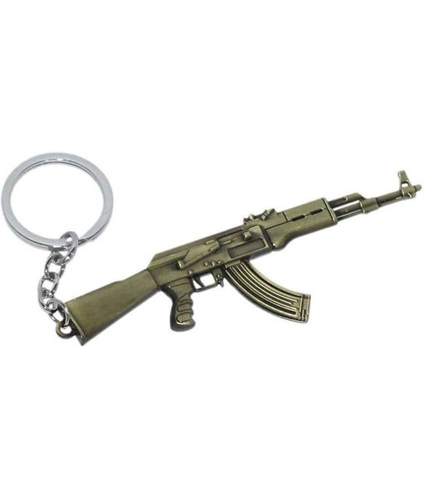 AK 47 Metal Keychain Key Ring for Car & Bike Home Office Keyring view 2