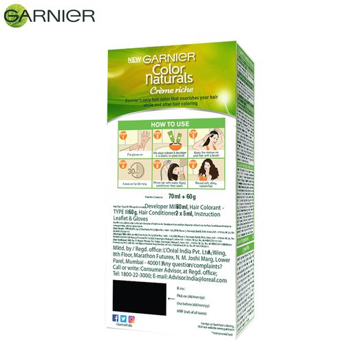 Garnier Color Naturals Creme Riche Hair Color - Darkest Brown 3, 70 ml + 60 gm view 2