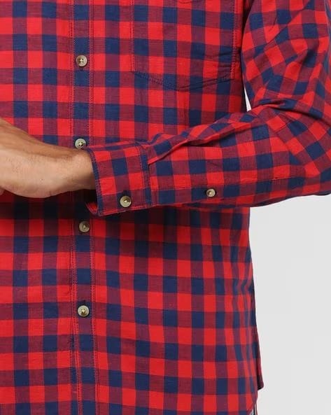 Checked Extra Slim Fit Shirt with Patch Pocket view 2