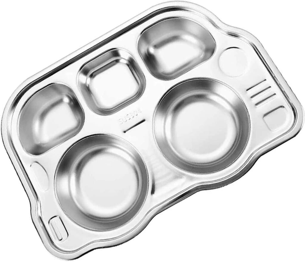 Cello Kidzbee steel-o-rider | Eco-friendly | 5-Sectioned | Dishwasher safe Sectioned Plate view 2