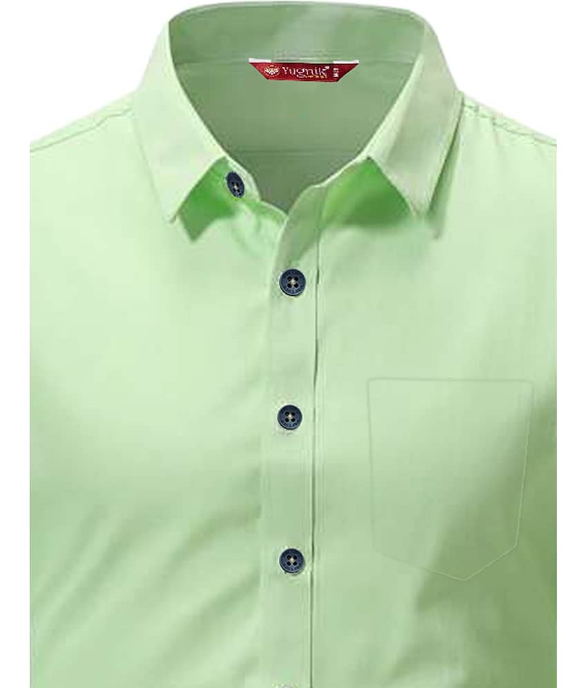 Yugnik Cotton Blend Slim Fit Full Sleeves Men's Formal Shirt - Mint Green ( Pack of 1 ) view 2
