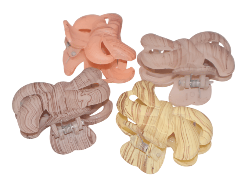 Set of 4 Elegant Marbled Pastel Hair Claw Clips for Women - Gentle Hold Hair Accessories view 2