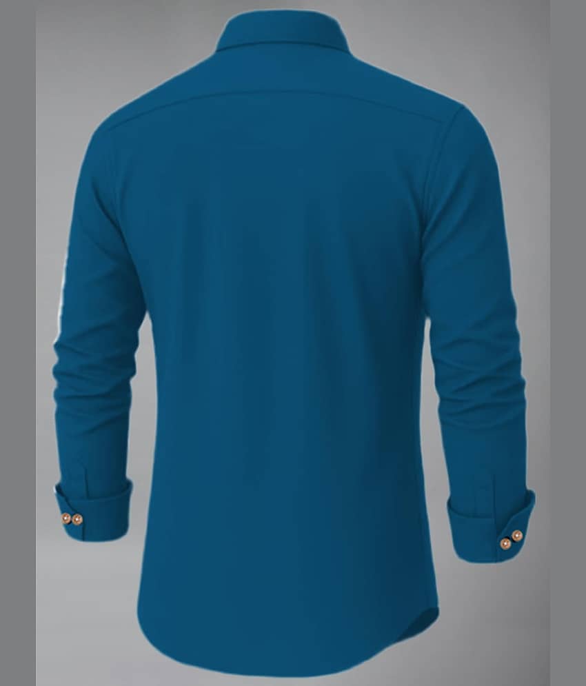 Yugnik Cotton Blend Plain Shirt Style Kurta For Men ( Indigo ) view 2