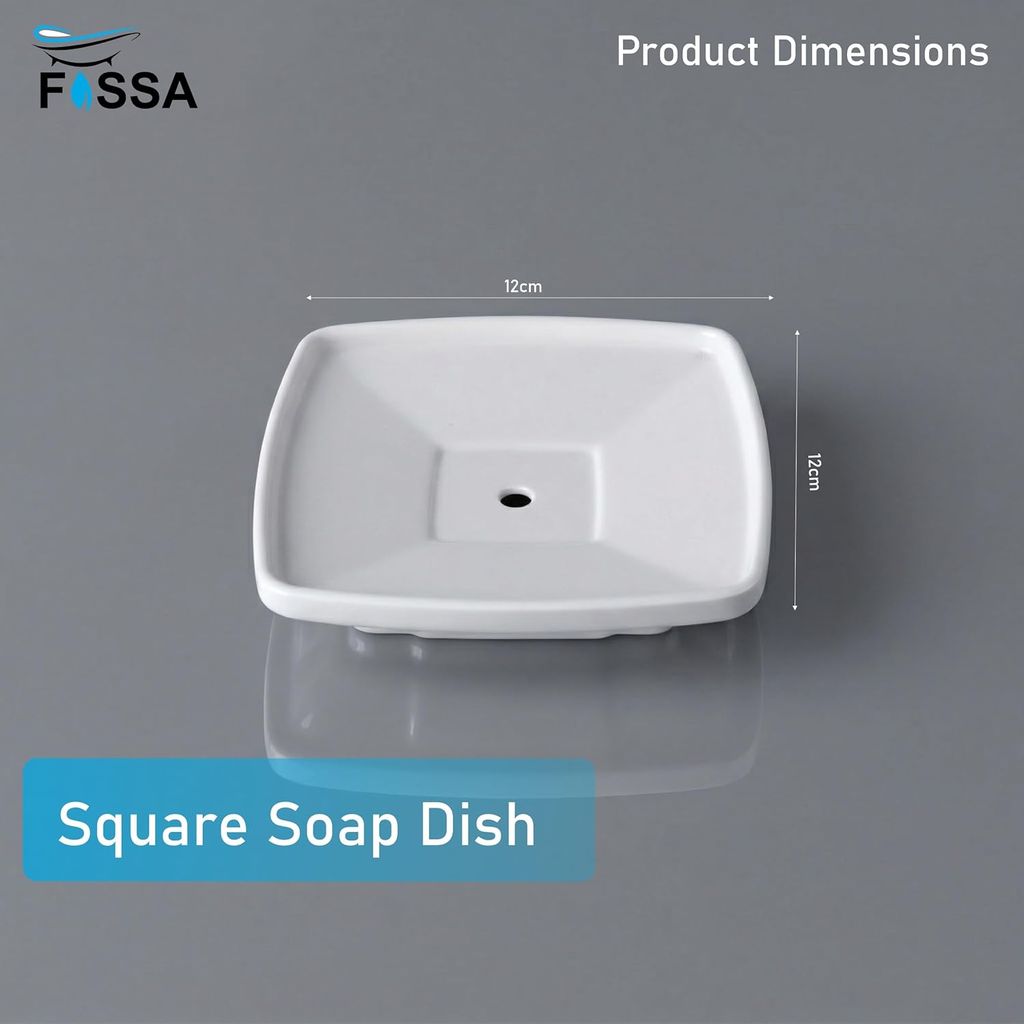 White Soap Dish Unbreakable ABS Square Ceramic Finish (RW-115) view 2