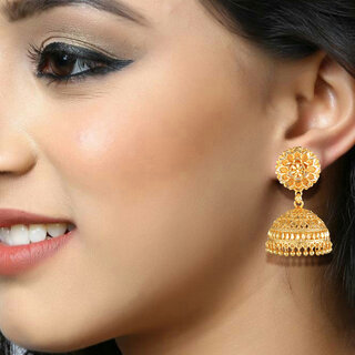Vivastri Top Trending Alloy Gold Plated Jhumki Earrings for Women & Girls [VIVA2626ERG] view 2