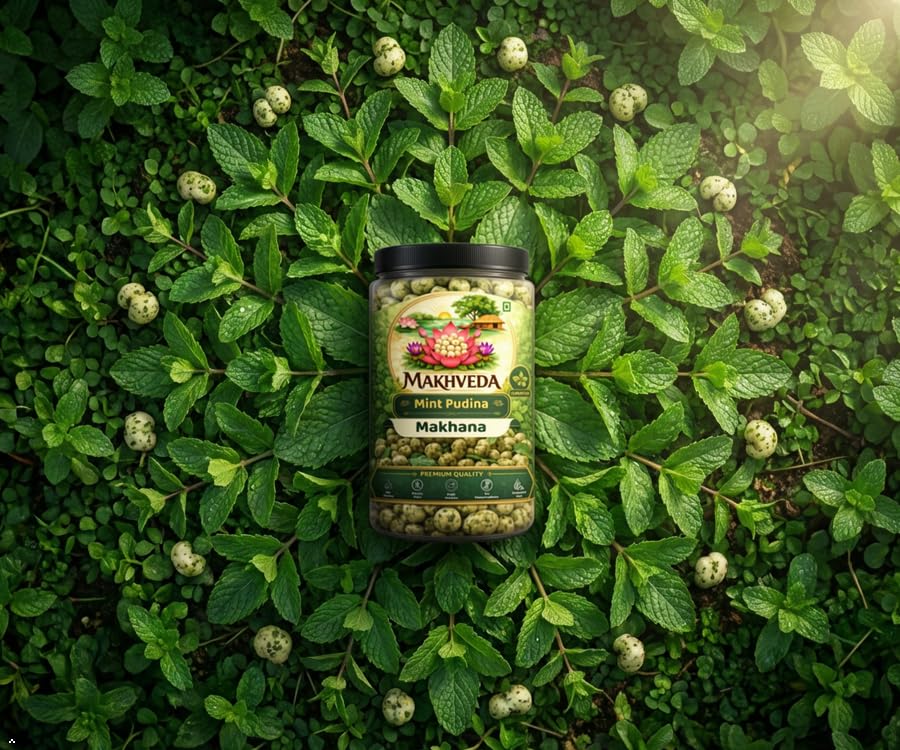 MAKHVEDA - Mint Pudina Makhana | Roasted Fox Nuts | Popped Lotus Seeds | Healthy Snack | Low Calorie, High Protein, Gluten Free | Refreshing & Crunchy view 2