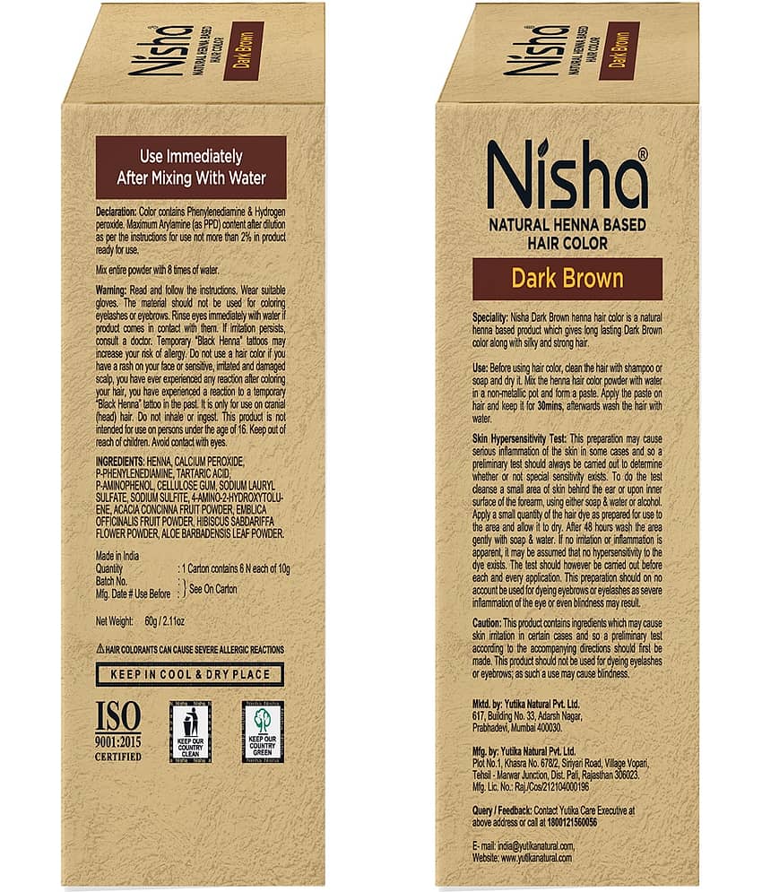 Nisha Henna Based Hair Color Dark Brown 60g, Henna Powder Hair Color Dye Brown Hair Colour view 2