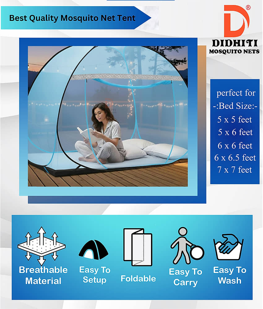 didhiti - Yellow Polycotton Foldable Mosquito Net ( Pack of 1 ) view 2