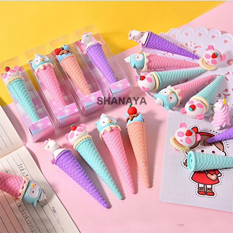 SHANAYA Pencil Eraser for Kids Cute Ice Cream Cone Shape Erasers Return Gifts for Girls Boys Kids Children Stationary School Items Pack of 2 Assorted view 2