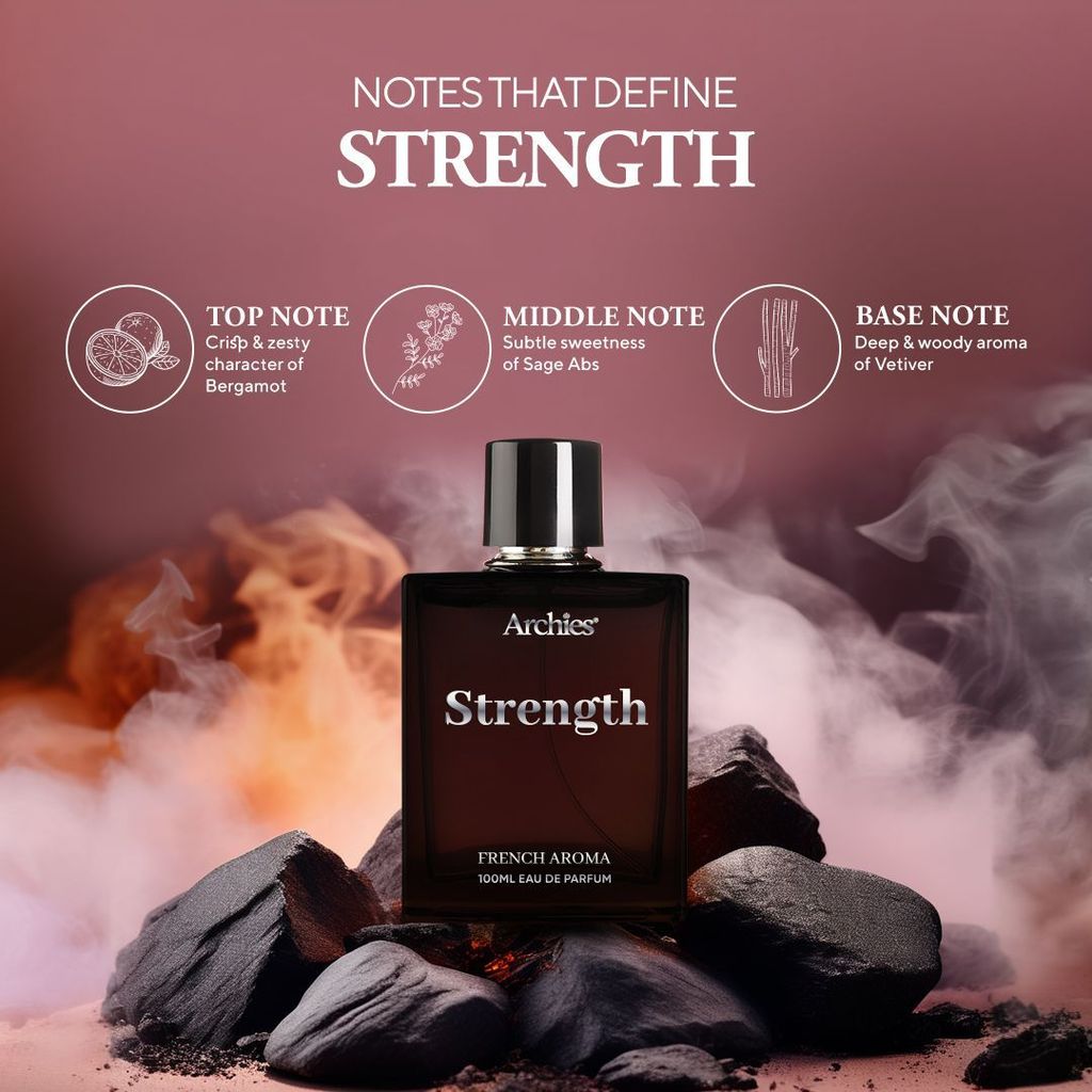 ARCHIES STRENGTH Eau De luxury Parfume for Men | 100 ml | French Aroma | Woody Aromatic | Premium & Long Lasting EDP Fragrance Scent (20% High Concentration Perfume) view 2