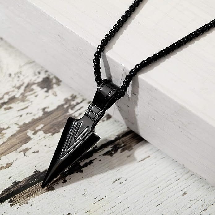 COLOUR OUR DREAMS Men's Fashion Jewellery Solid Spear Point Arrowhead Pendant Necklace With Chain For Boys view 2