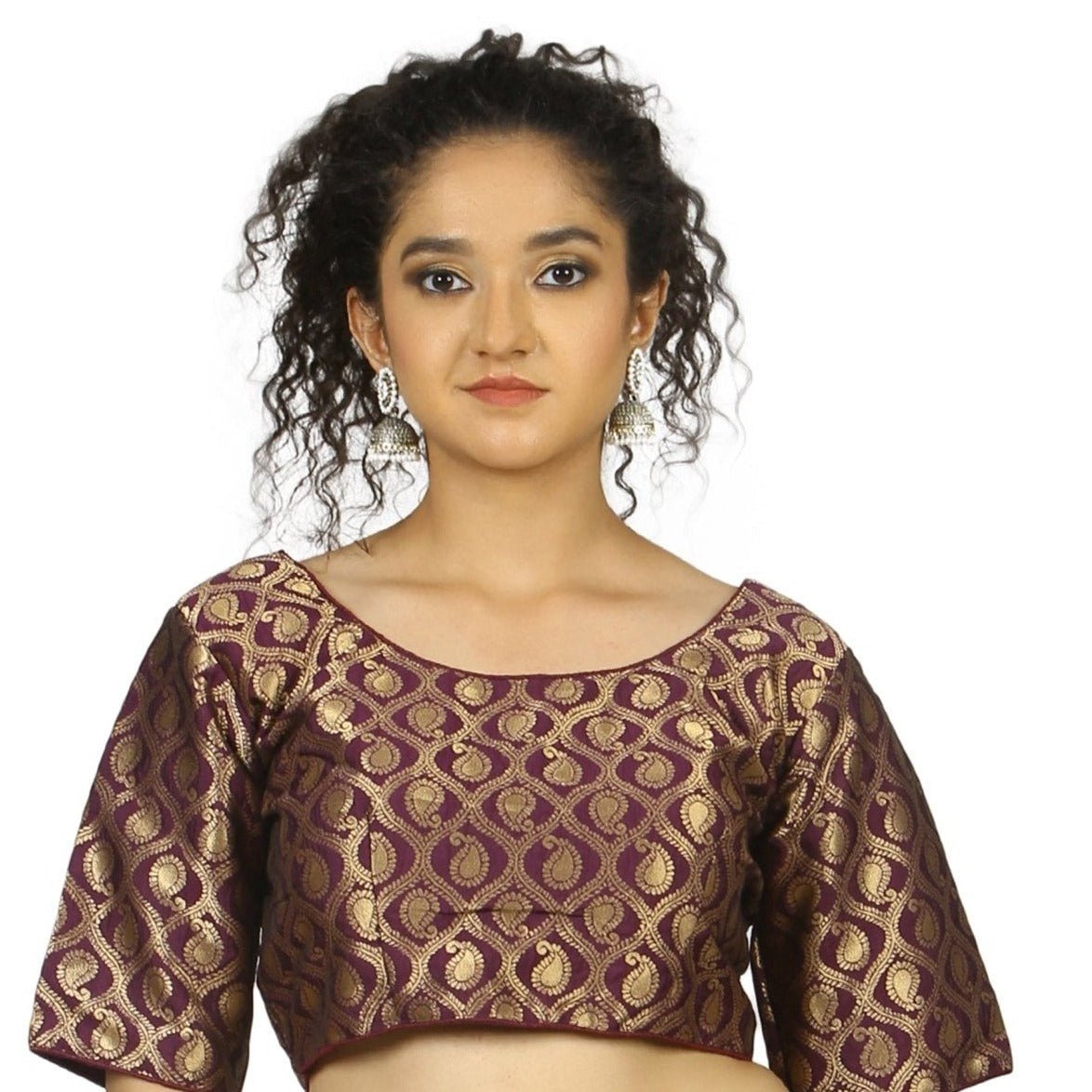 TheHangr Purple Gold Brocade Blouse - 36