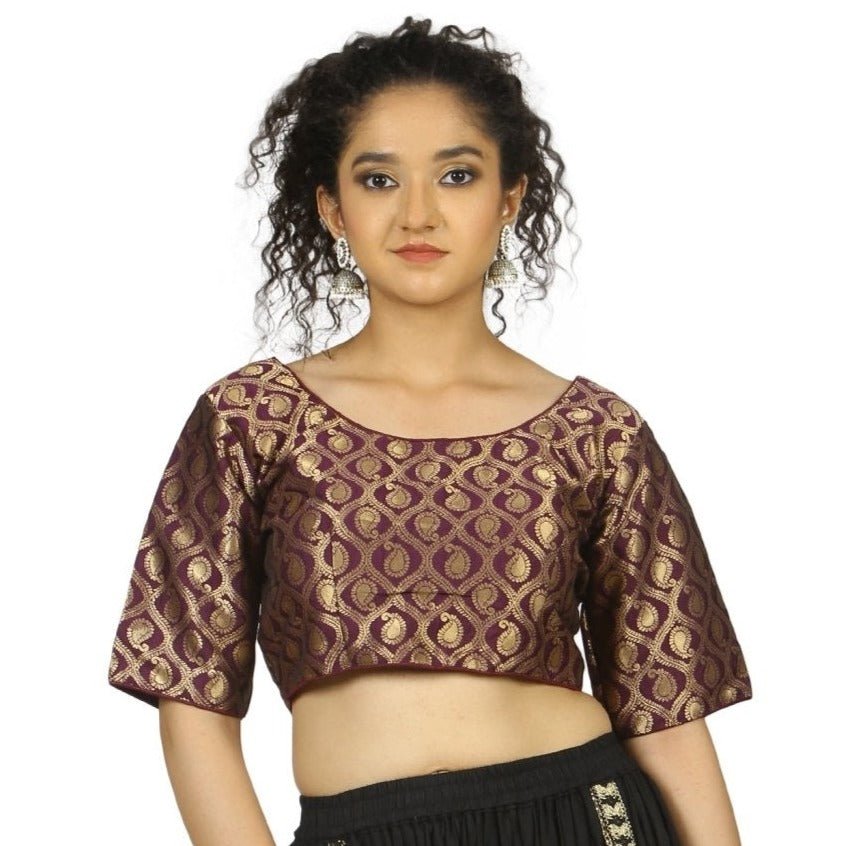 TheHangr Purple Gold Brocade Blouse - 36 view 2