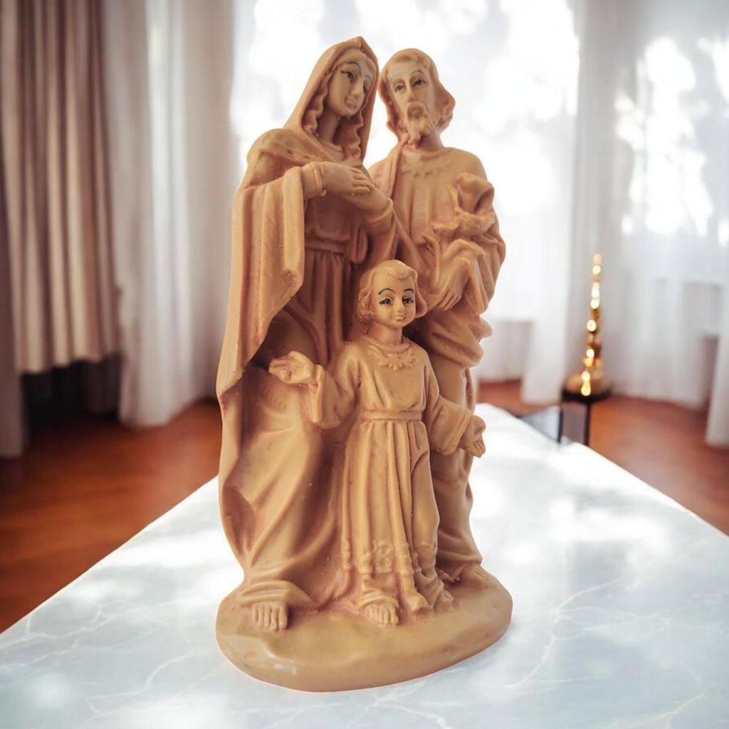 AMS Jesus Statue Handcrafted Holy Family Jesus Idol with Mary and Joseph Exquisite Sculpture for Christian Home, Prayer, Office and Gifting 14.5 Cm view 2