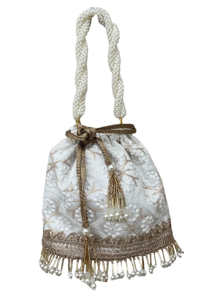 ART BY CHAITASI Embellished Designer Potli Bag with Protective Box, Handbag, Wristlets, Clutch for Women, Girls with Handmade Embroidery, Sequin, Beads Work for Parties, Weddings