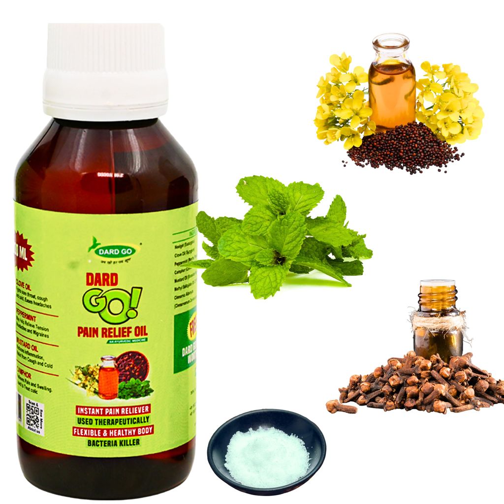 Dardgo Pain Relief Oil | Ideal for Joint Pain, Knee Pain, Neck Pain, Back Pain, Shoulder Pain, Sciatica Pain | Instant Pain Reliever | Ayurvedic & Non-Sticky, 100 ml + 20 ml + 2 Balm (Combo Pack) view 2