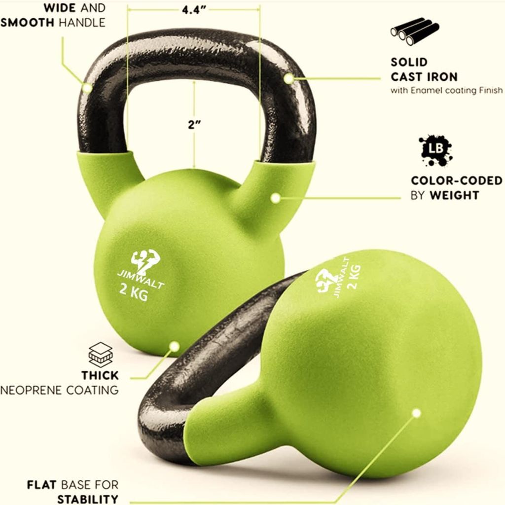 JIMWALT The Indian Made Premium Half Coated Neoprene Kettlebells 2KG to 48KG (2KG) view 2