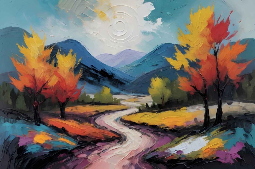 BRUSHSTROKES PAINTINGS 24in X 16in WITH BLACK FRAME view 2