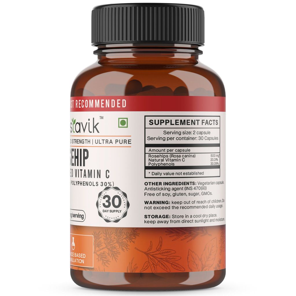 Vaastavik Rosehip Capsules Extract Dietary Supplements 500mg view 2