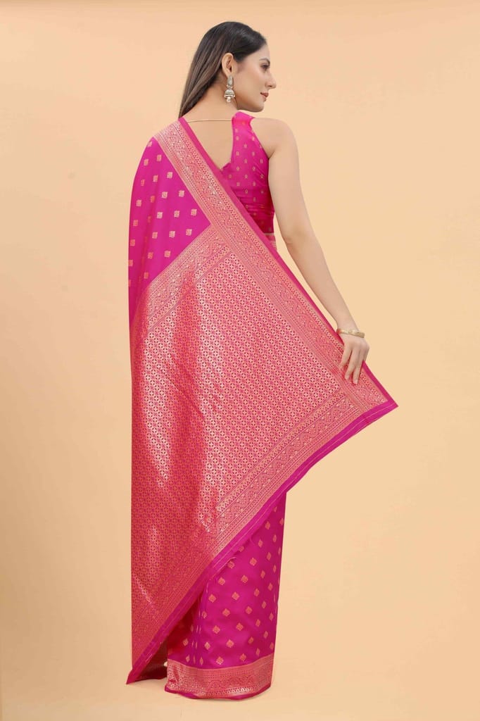 Women's Art Silk Zari Woven Saree With Unstiched Blouse Piece view 2