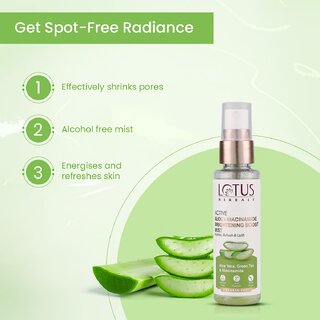 Lotus Herbals Active Aloe + Niacinamide Brightening Boost MistHydrate, Refresh Uplift50Ml ( Pack Of 2 ) view 2
