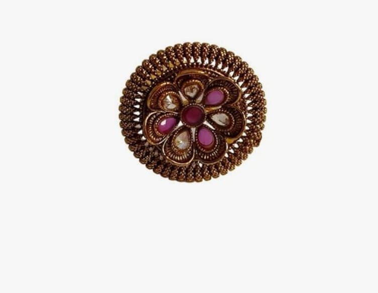 Kamaakshi Gold Gold Plated Adjustable Size Traditional Design Ring for Women to wear in all special occasions like party, wedding, Metal, Diamond view 2