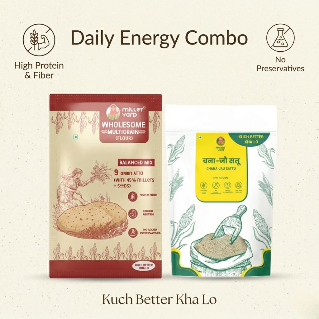 Energy Booster Combo – Wholesome Multigrain Atta (1 kg) + Chana Jau Sattu (400 gm)