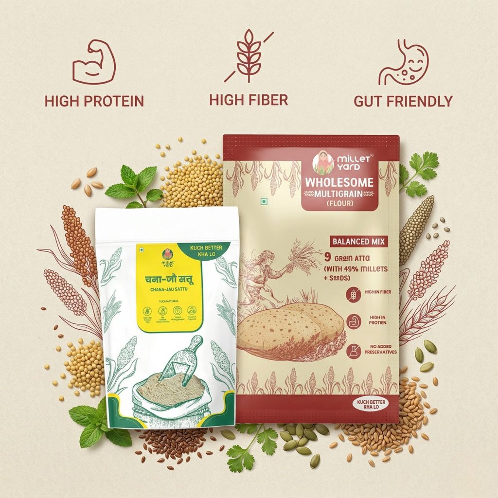 Energy Booster Combo – Wholesome Multigrain Atta (1 kg) + Chana Jau Sattu (400 gm) view 2