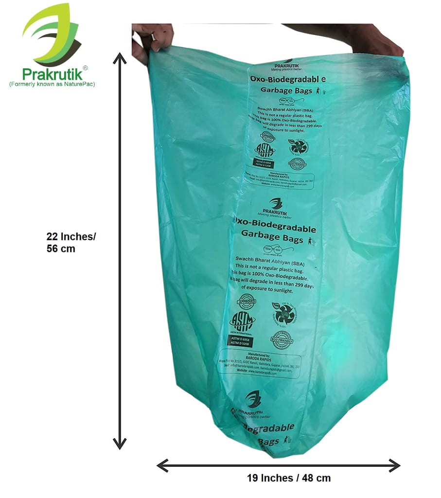 PRAKRUTIK Garbage Bags Medium Size Oxo Biodegradable, Dustbin Bags For Kitchen, Trash Bags For Waste Disposal, 120 Bags view 2