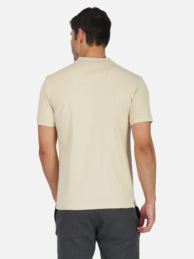 Solid Polo Shirt -BEIGE view 2