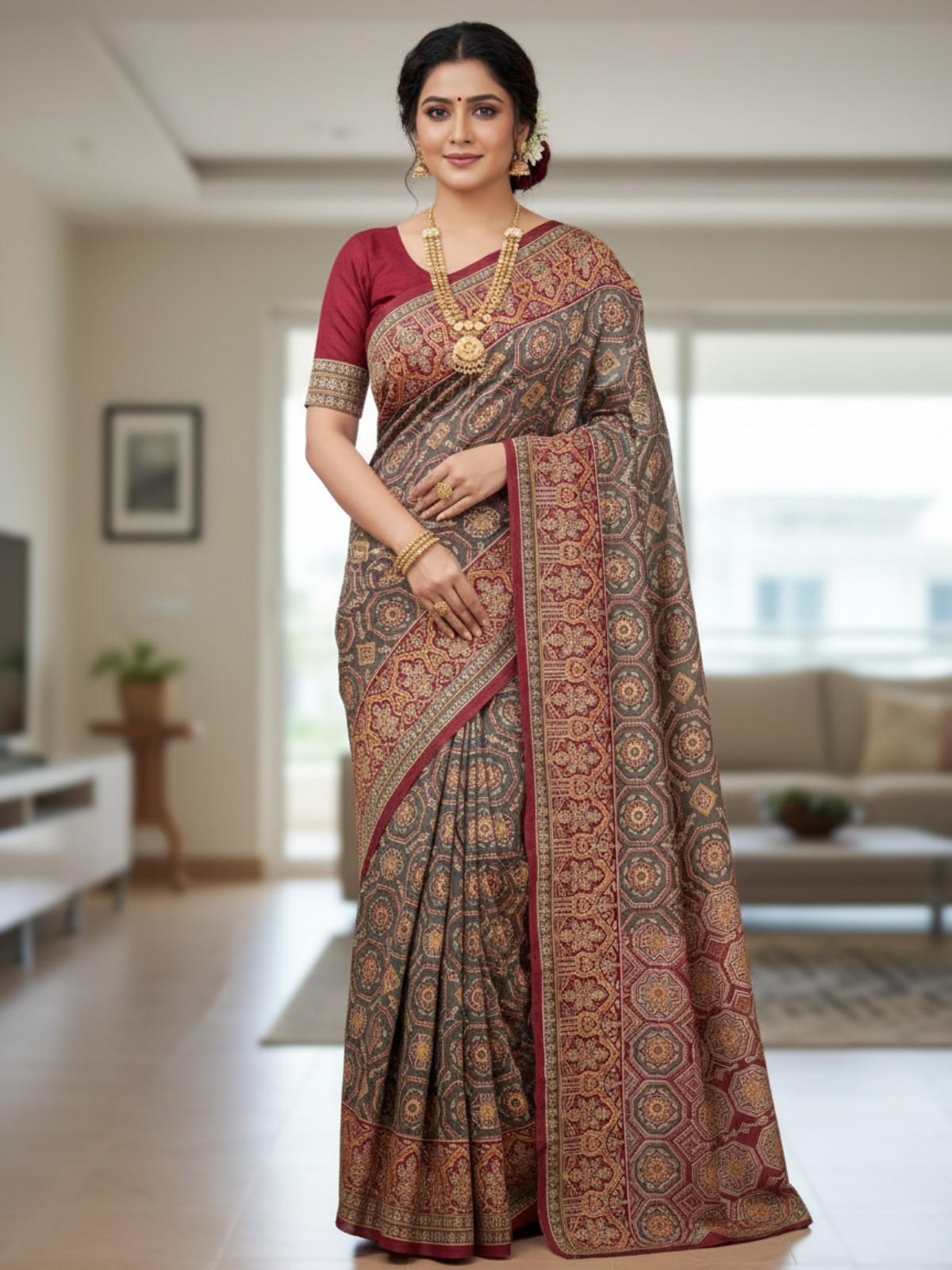 Cotton Chapa Saree-Butter Silk view 2