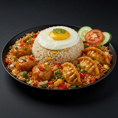 Egg Veg Manchurian Rice