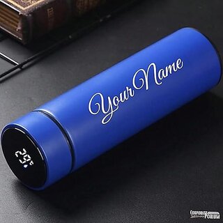 Customized Bottle |Your Name Customized Personalized Engraved Temperature |Steel Bottle with Led Display for Office - School, Gym Outdoor Or Sports, (Blue) 500 Ml view 2