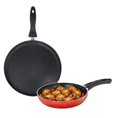 Judge by Prestige Ace Aluminium Non-Stick Cookware- Fry Pan Dia 20 cm- 1 Unit, Omni Tawa Dia 25 cm - 1 Unit