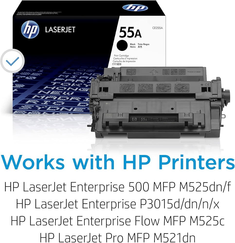 HP 55A (CE255A) Black Original LaserJet Toner Cartridge for HP LaserJet P3015, P3015d, P3015dn, P3015n, P3015x, HP LaserJet Enterprise MFP M525 Series & HP LaserJet Pro M521 Printers view 2