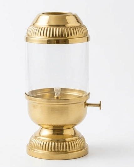 Brass Akhand Diya with Glass Chimney | Naad Diya for Pooja & Home Decor